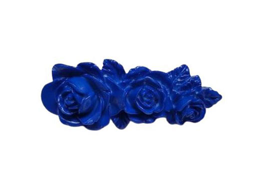 Resin Brooch with Three Roses. Blue